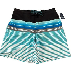 NWT George Mens Large 36-38 Striped Lined E-Boardshorts 8” Inseam Shorts L Blue